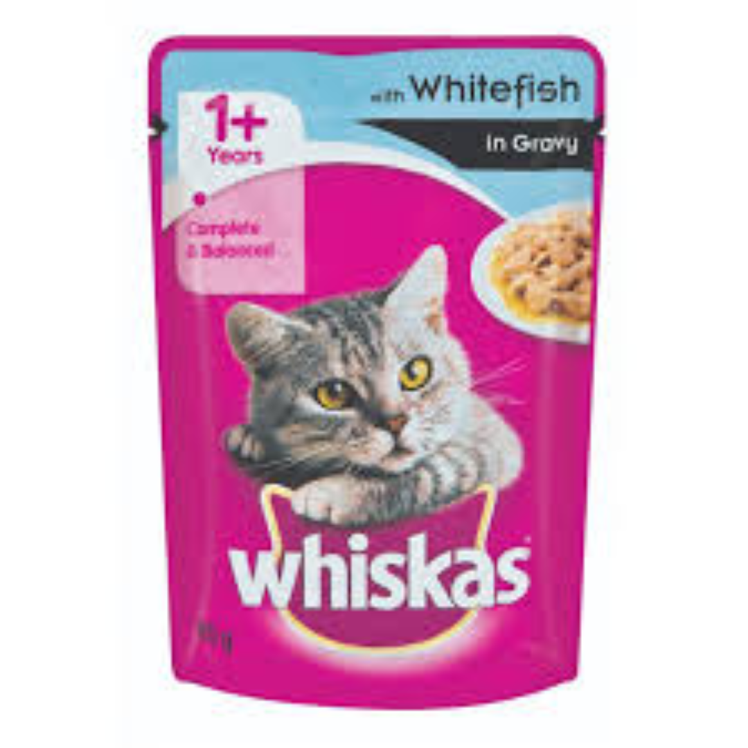 WHISKAS POUCH WHITEFISH IN GRAVY 85G